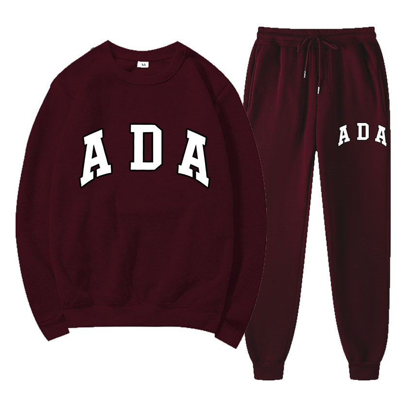 Luxury womens clothing designer sets ADA Letter Print Hoodie & Pants Set 2025, Fleece Lined Casual Sweatshirt 2 Piece Outfit Loose Fit Free Shipping