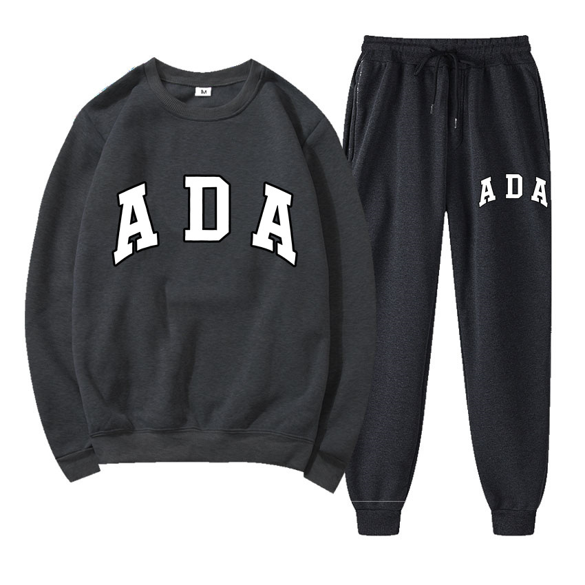 Luxury womens clothing designer sets ADA Letter Print Hoodie & Pants Set 2025, Fleece Lined Casual Sweatshirt 2 Piece Outfit Loose Fit Free Shipping