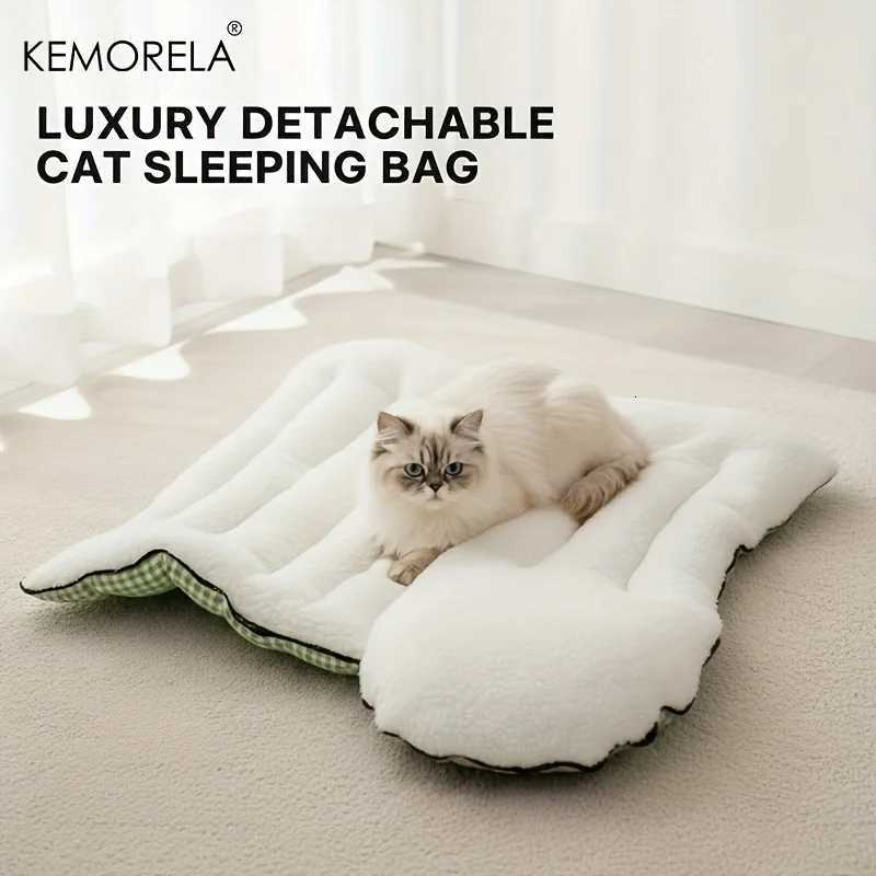 KEMORELA New Fuzzy for cat Sleeping Bag - All-Enclosed Removable Multi-Use for cat Bed Winter Warmth Washable For Cat Dog Rest M251217