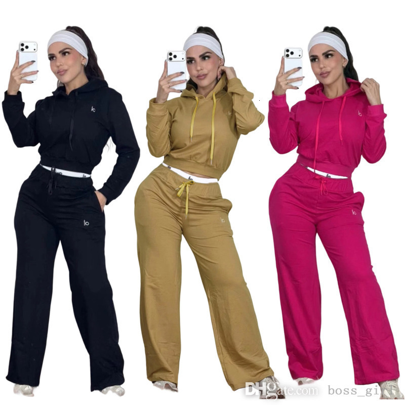 Womens Tracksuits Two Pieces Set Designer New Fashion Autumn Winter Trend Embroidered Letter Zipper Sweatshirt Double Waistband Wide Leg Pants Casual Sports Set