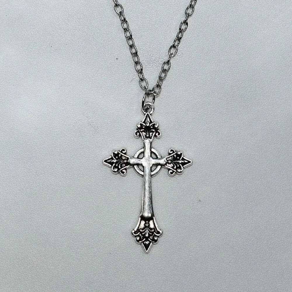 Black Rhinestone Cross Jesus Pendant Choker Necklace for Women Punk Vintage Double Layers Chain Boho Jewelry Fashion Party Gifts G251217