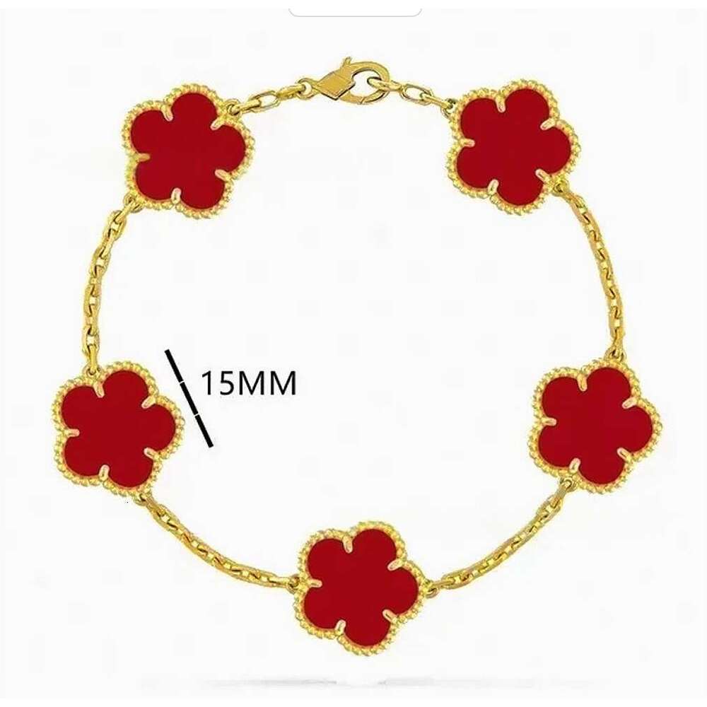 Charm leaf clover bracelet designer jewelry women Gold Sier Plated bracelet red black agate lucky womens bracelets gift