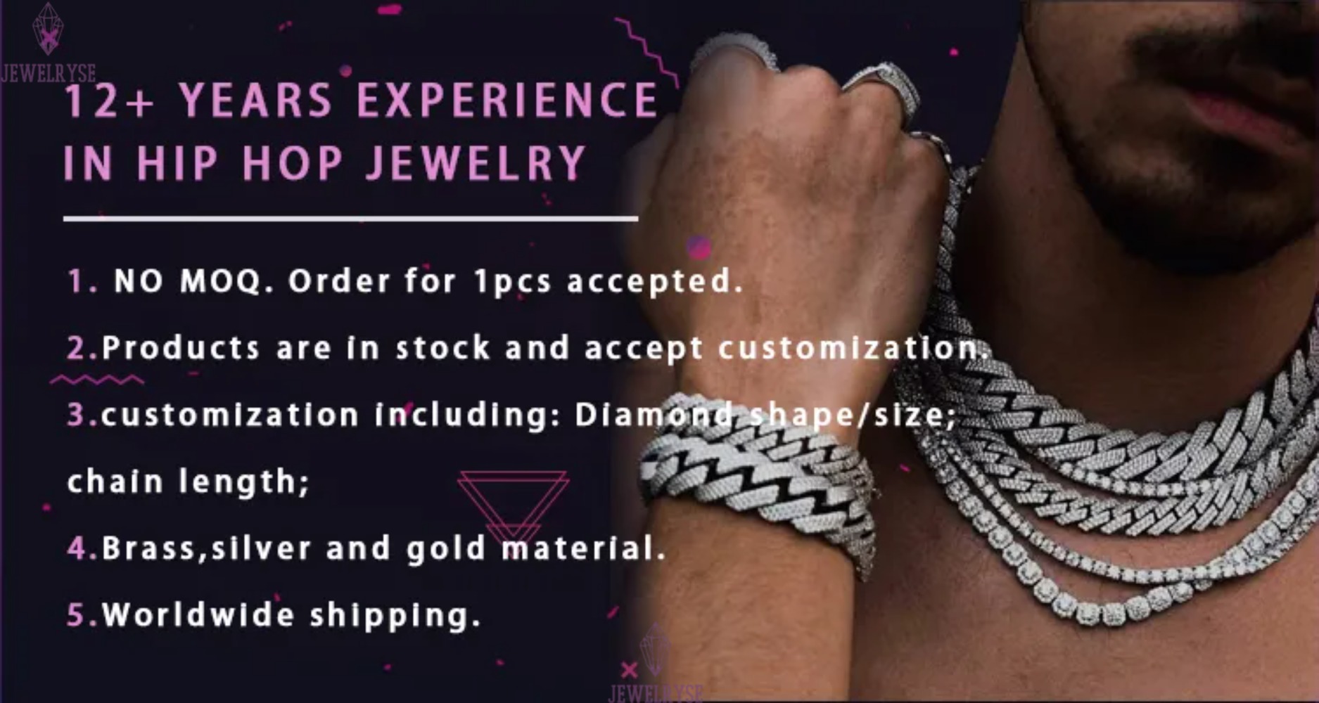 New Arrival Fashion Design S925 Silver 18k Gold Plated VVS Moissanite Baguette Diamond Cuban Link Bracelet with GRA Certificate