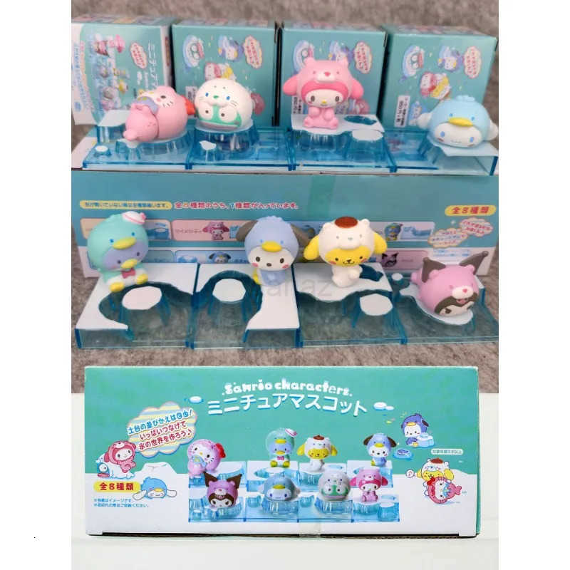 Sanrio Characters Blind Box Toys Winter Snow Ice Scene Hello Kitty Kuromi Cinnamoroll Anime Figure Doll Toys Collect Ornaments H251217