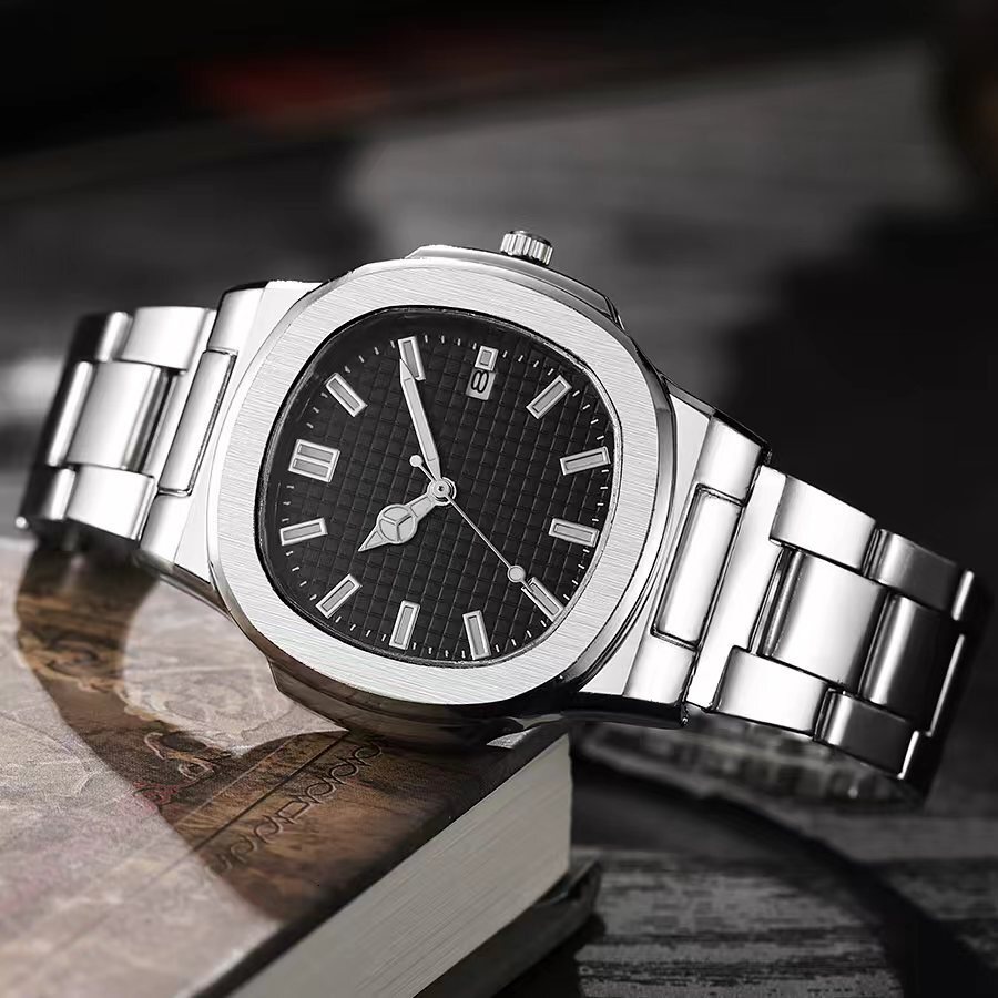 2025 New Square Sports Calendar Steel Band Watch Men's Steel Band Quartz Wristwatch Manufacturer Wholesale