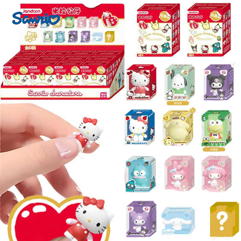 Sanrio JANDOOM Kuromi Hello Kitty Pochacco Cinnamoroll Melody Anime Figure Rice Grain Doll Peripheral Model Blind Box Toys Gifts H251217