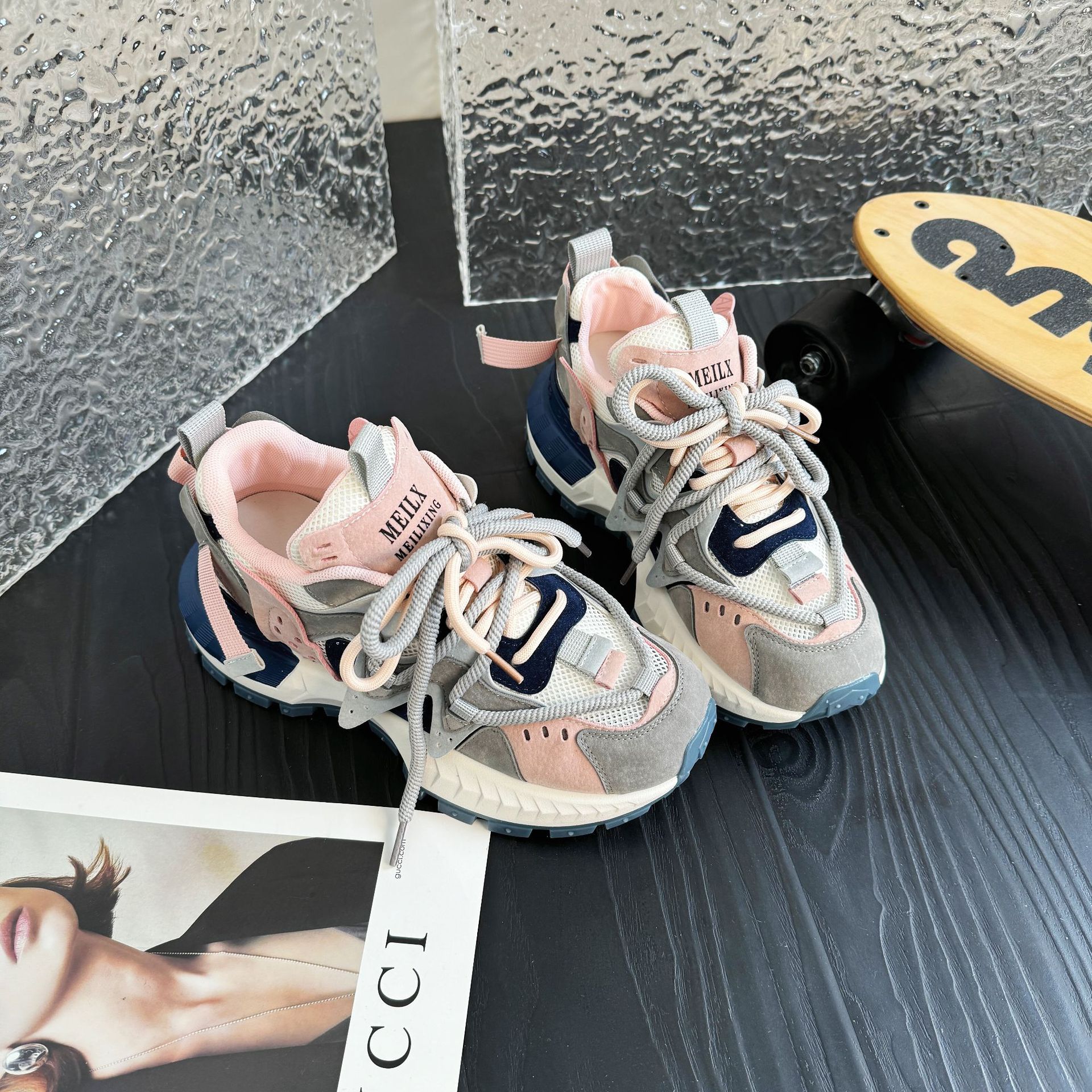 2025 mesh breathable platform dad shoes for women height increase sneakers student fashion Forrest Gump shoes