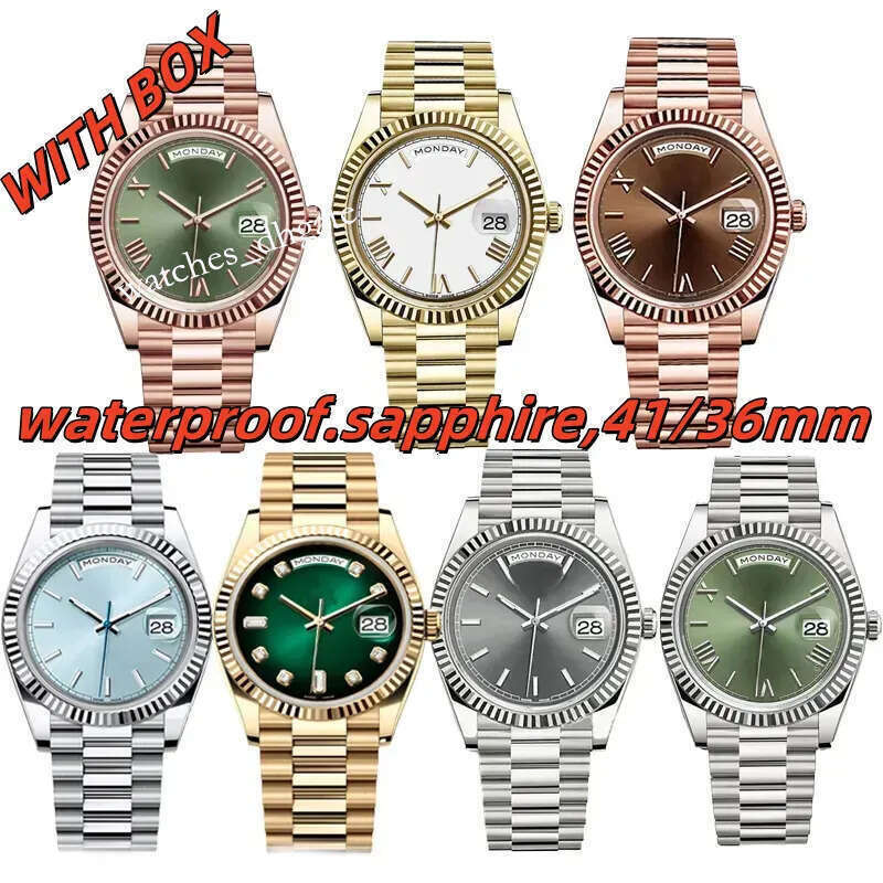Designer Mens Watches Man Watch Day date Automatic Wristwatch 41mm 2813 Auto Movement Sapphire Glass Stainless Steel Presidential Strap Orologio Di Lusso 36 hd