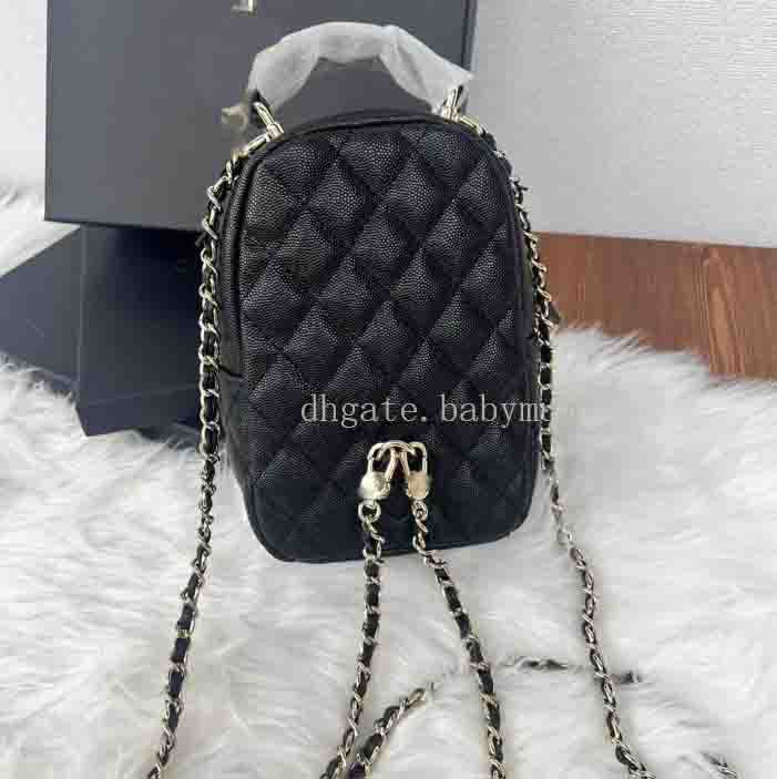 girls classic cc backpacks luxury grid handbag chain leather shoulders bag fashion vintage mini Points-based backpack for kids traveling commuting bag
