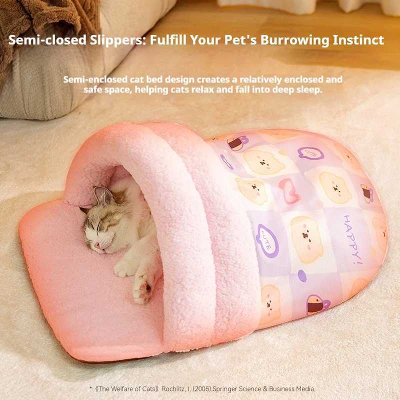 Pet bed autumn and winter warm cat bed kitten sleeping bed in winter animal slipper bed enclosed sleeping bag cat bed M251217