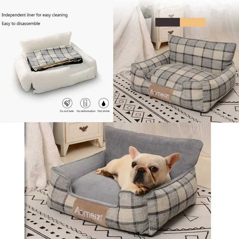 Dog Beds Warm Sleeping Cotton Puppy Bed Washable Detachable Oxford Cloth Kennel Cat Nest Bottom Waterproof Small CatDog Nest M251217