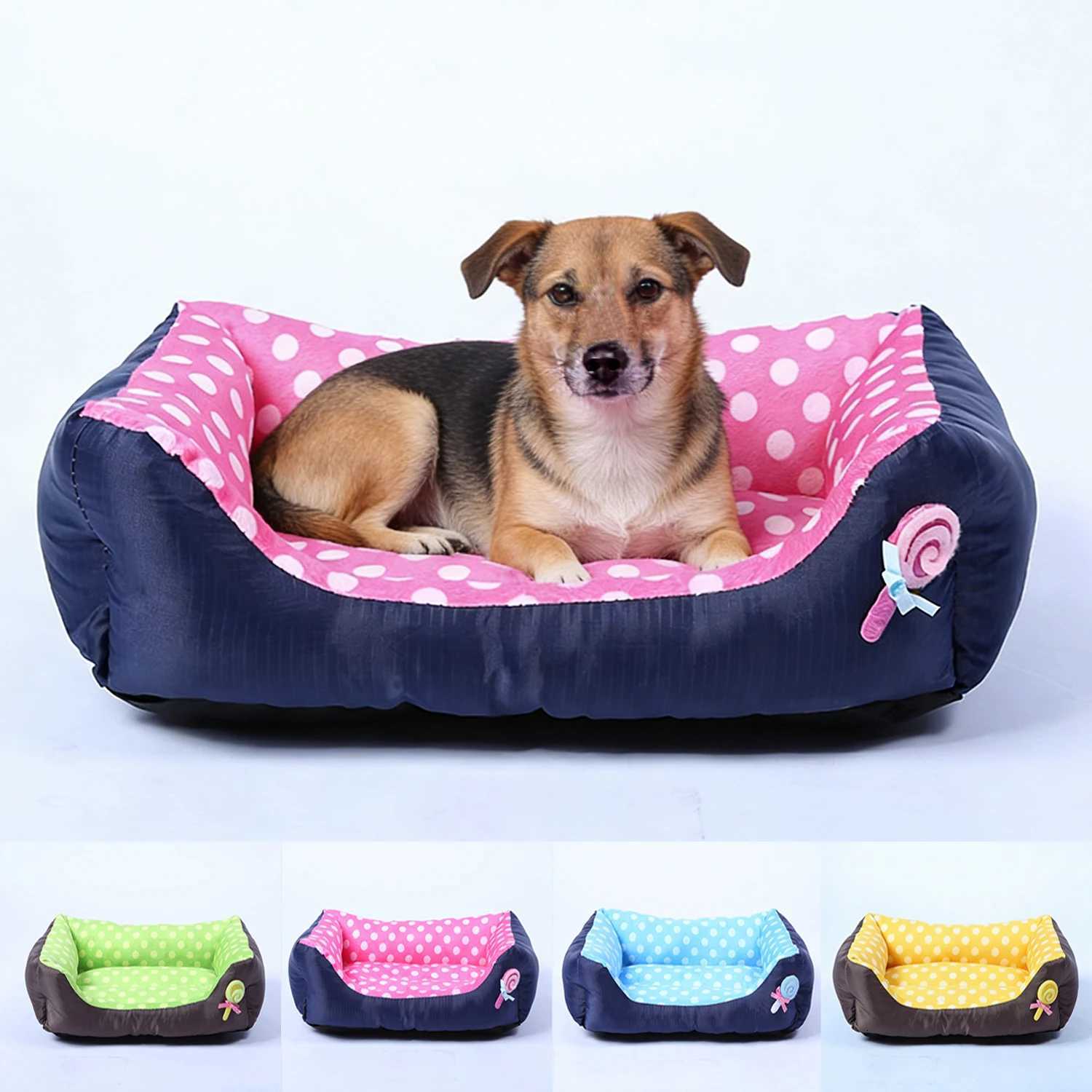 Candy Square Medium Dog Bed Comfortable Small Cat Sleeping Sofa Bed Soft Cute Dog Kennel Accessories M251217