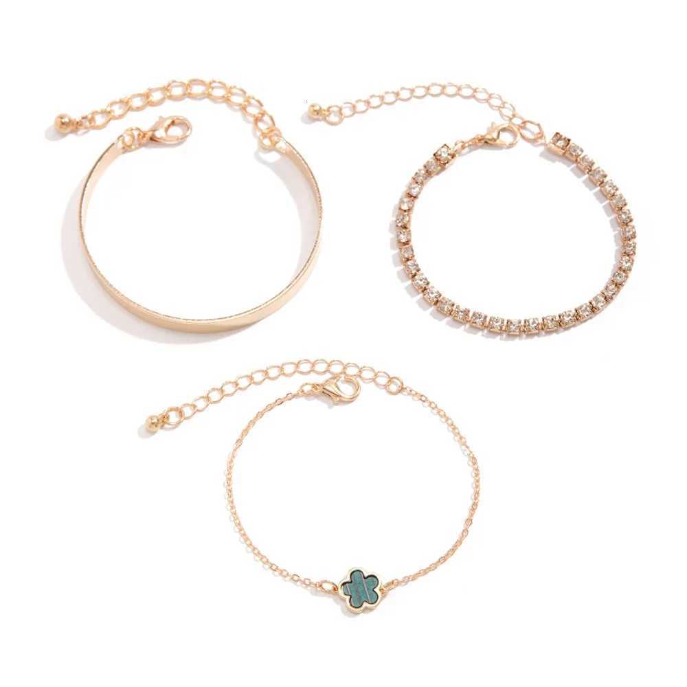 luxury Set Hip-hop Punk Five- Grass Rhinestone Chain Simple Geometric Smooth Surface Bangles for Women Jewelry Sets M251217