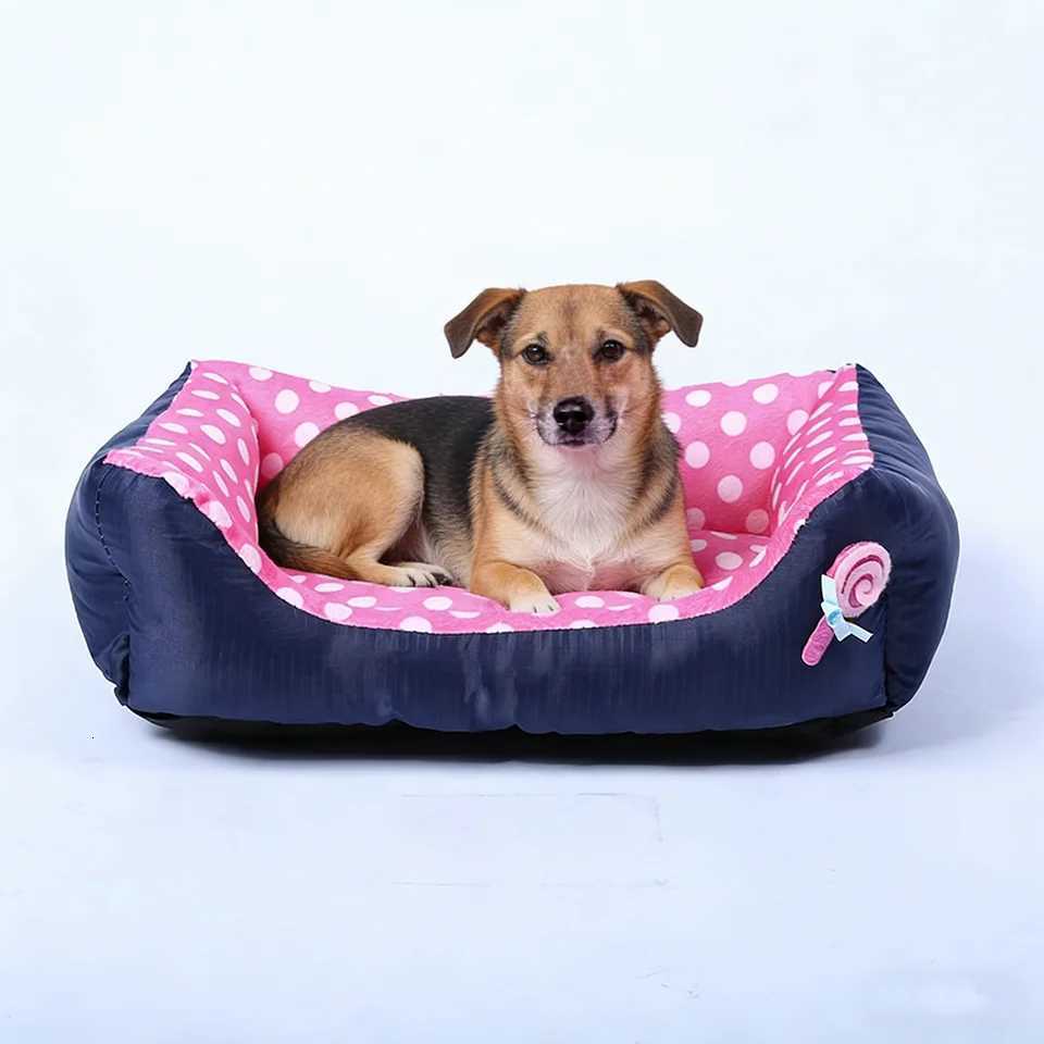 Square Small Dog Bed Soft Candy Cute Medium Cat Sofa Kennel Comfortable Elastic Dog Sleeping Bed House Accessories M251217