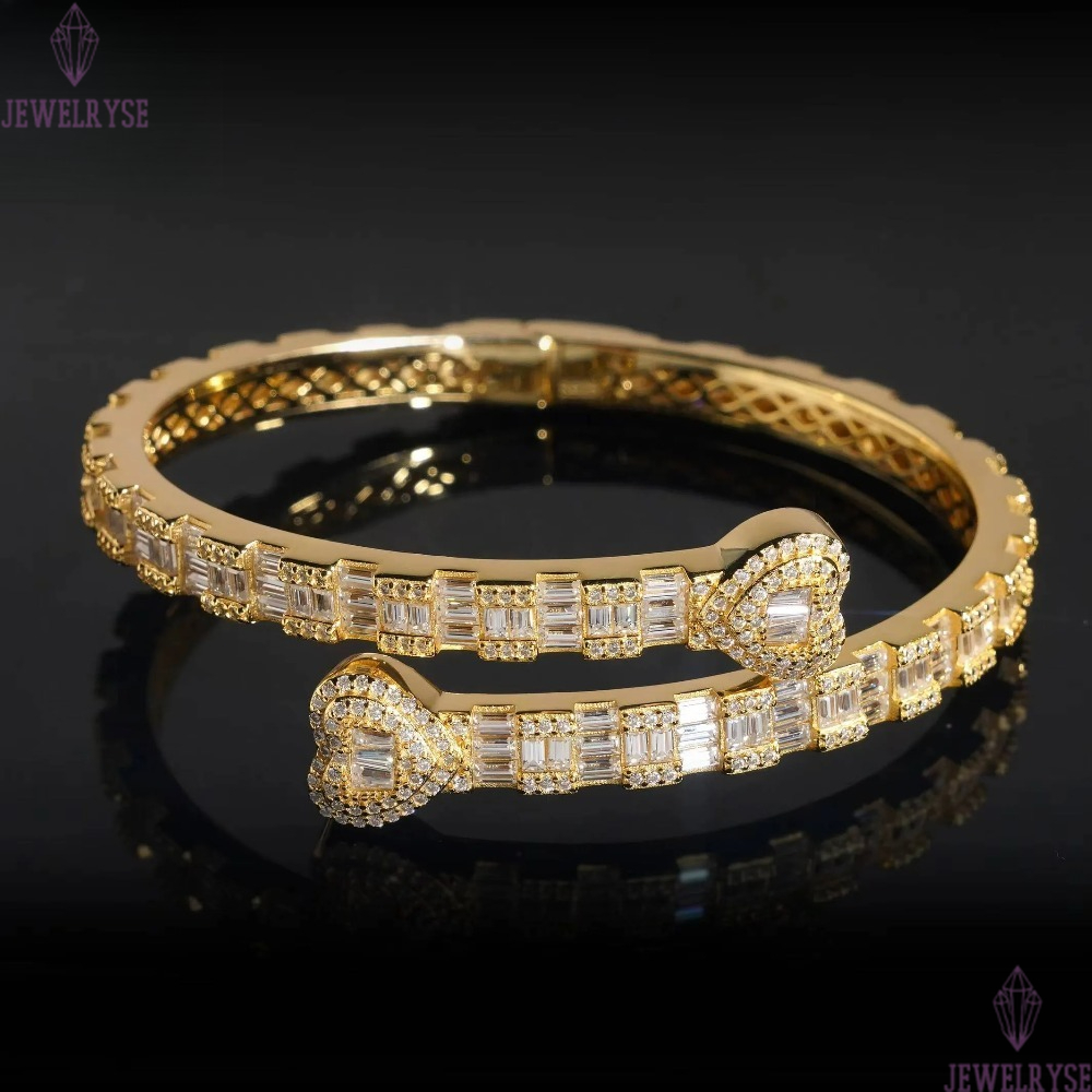 Hip Hop Jewelry 925 Silver Iced Out Fine Jewelry VVS Moissanite Diamond Heart Bracelet Bangle Men