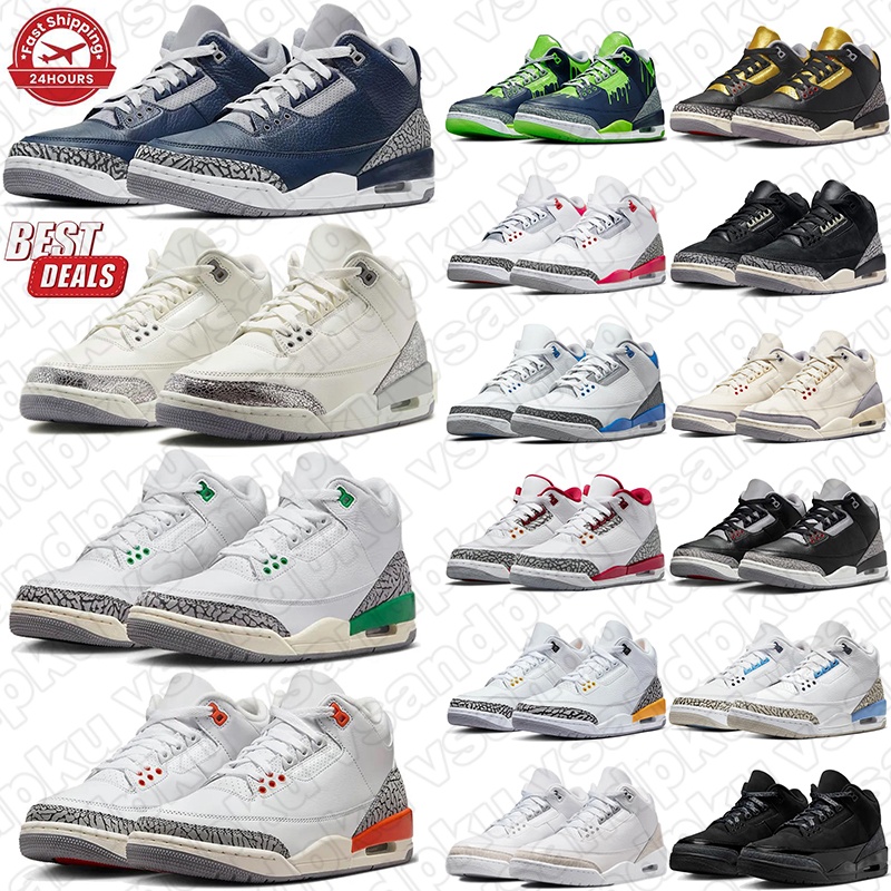 Free shipping designer sneaker basketball shoes 3 for Mens Womens 3s Black Cat Pine Green Dark Iris Muslin breathable Outdoor Trainers Sneakers 36-47