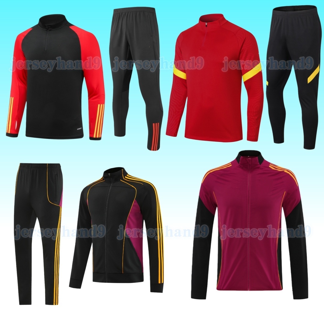 2025 2026 Roma Mens Kids kit Soccer tracksuit 25 26 LUKAKU TOTTI Soccer Tracksuits Half Zipper Long Sleeve Football Training Uniform Chandal Survetement