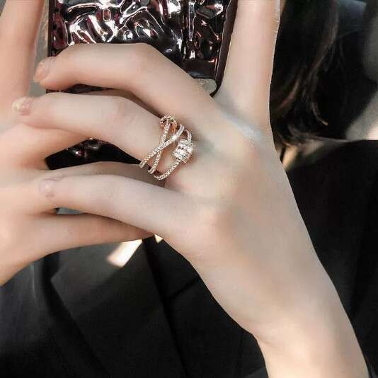 Fortune Comes and Goes Copper Inlaid Zircon Women's Ins Internet Celebrity Fashion Personality Multi-Layer Round Bracelet Ring