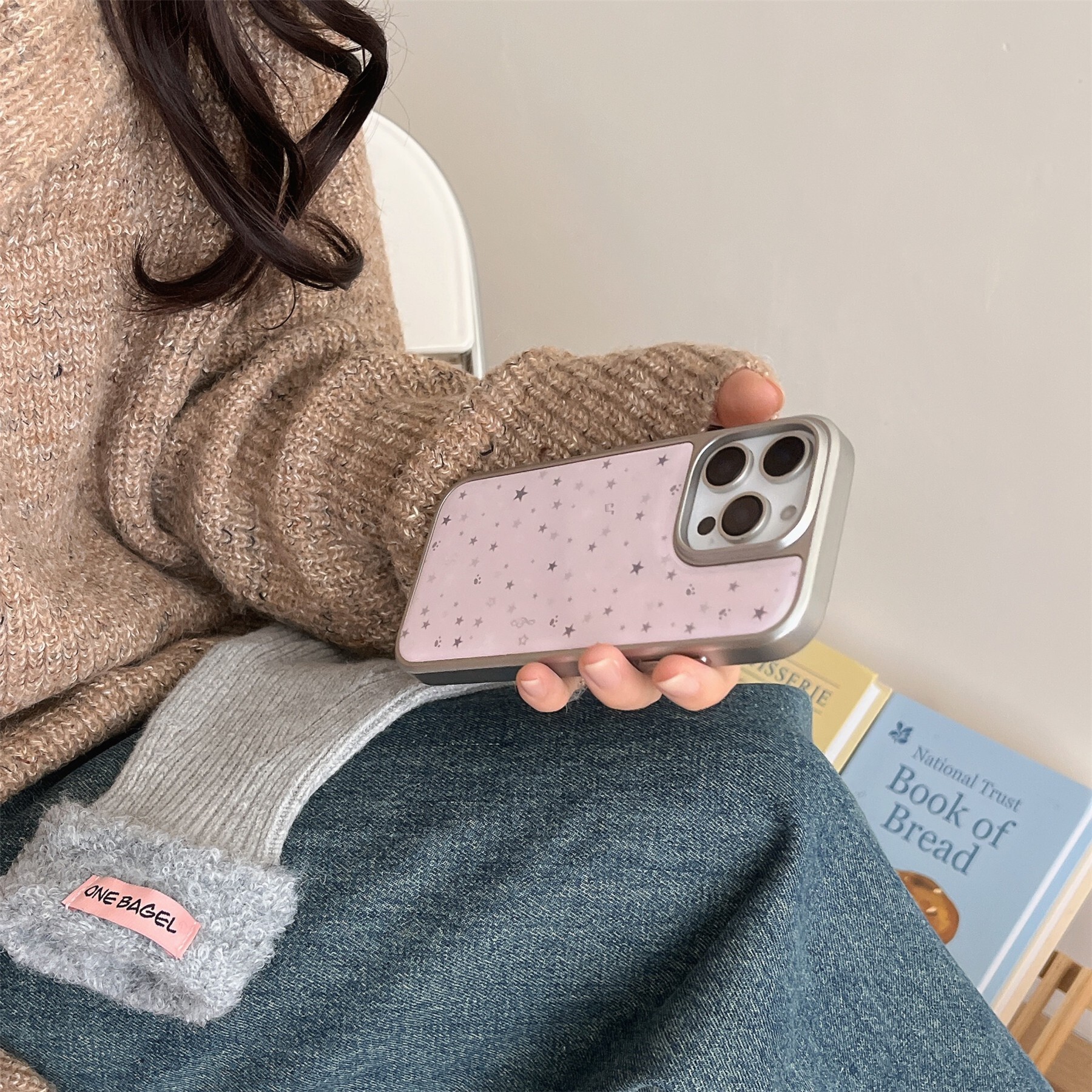 Korean Style Pink Star Compatible with iPhone 16 Max Phone Case 17 Silver Edge 14 Pro Epoxy 15 Shockproof