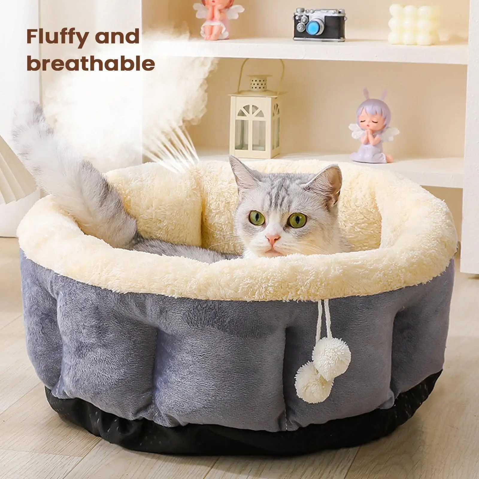 Cat Bed Washable Warm Round Soft Warming Donut Small Dog Bed For Puppy Small Dog Indoor Sleeping Living Room Balcony Home Decor M251217