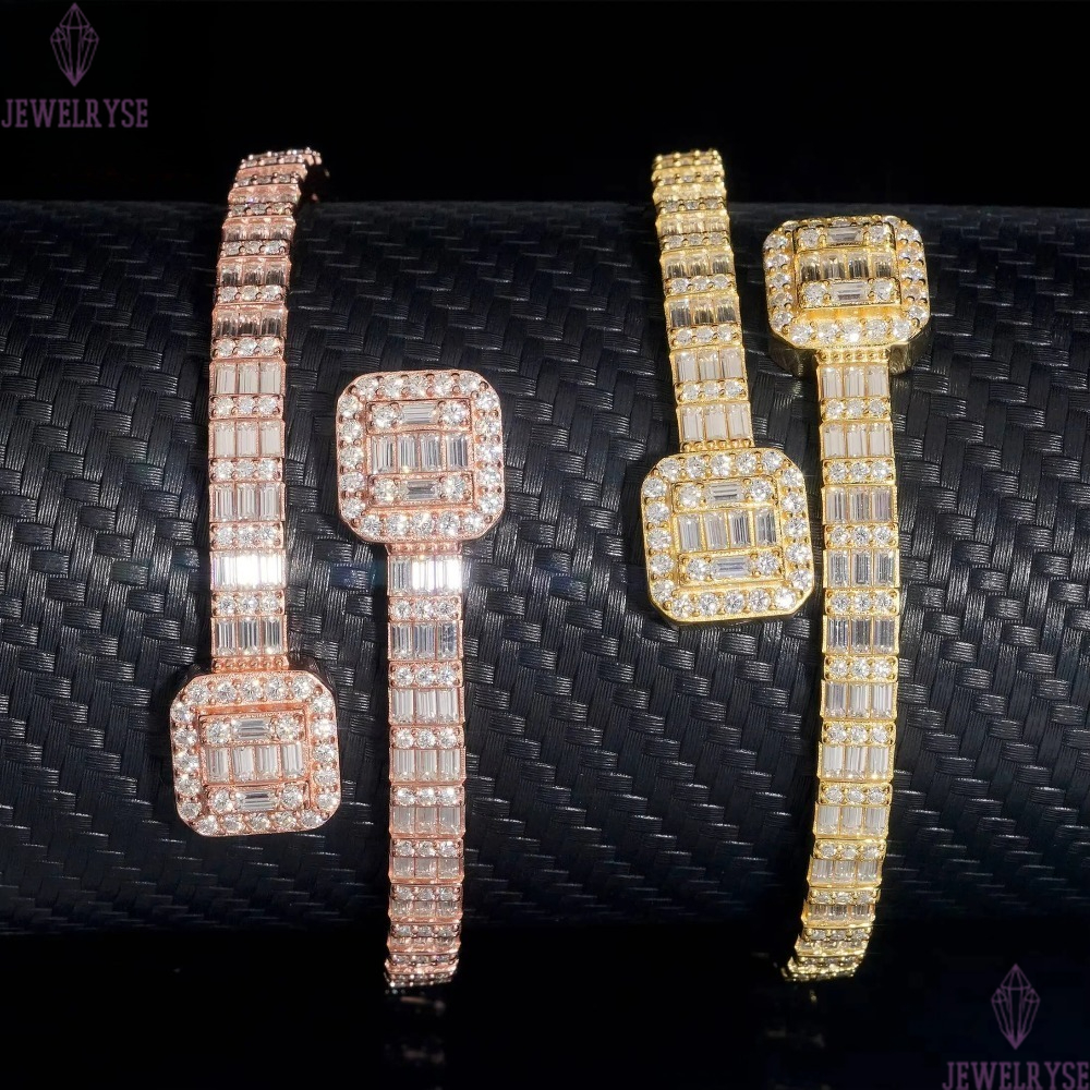 VVS Moissanite Diamond Fashion Men Jewelry 925 Silver Iced Out Hip Hop Jewelry Bracelet Bangle Men