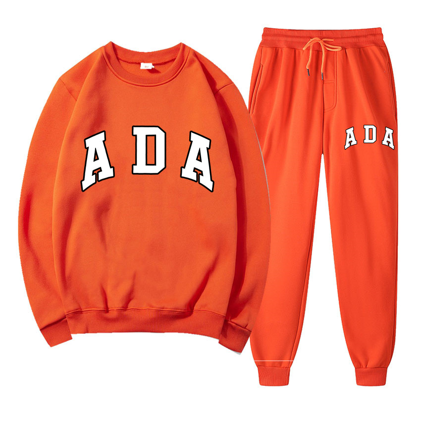 womens designer clothes ADA Letter Print Hoodie & Pants Set 2025, Fleece Lined Casual Sweatshirt 2 Piece Outfit Loose Fit Free Shipping