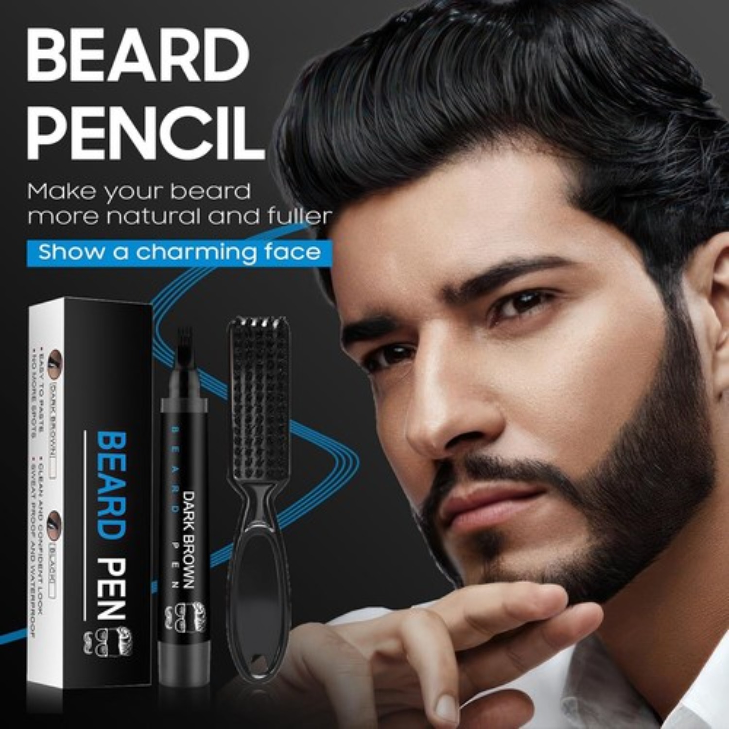 EELHOE Best Beard Pen for Men - Waterproof Touch Up to Instantly Cover Gray & Patchiness | Smudge Proof