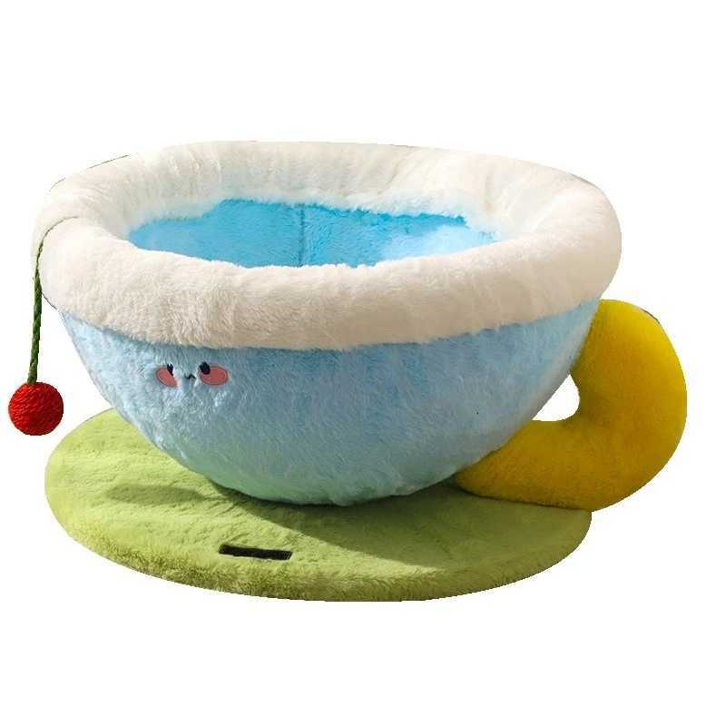 Teacup-Shaped Large Cat Bed - Fleece Semi-Enclosed Pet Nest for Winter Warmth M251217