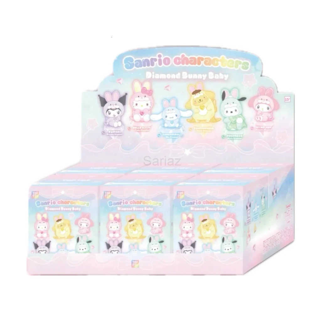 Sanrio Genuine Kitty Kuromi Diamond Bunny Series Blind Box Trendy Toy Cute Desktop Ornament Collectible Gift For Girls H251217