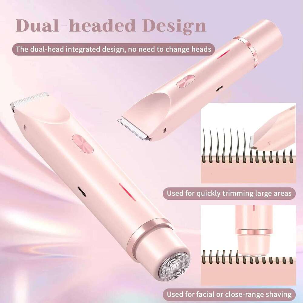 2025 Waterproof Rechargeable Shaver Women Bikini Trimmer Body Hair Remover Mini Double Headed Electric Epilator