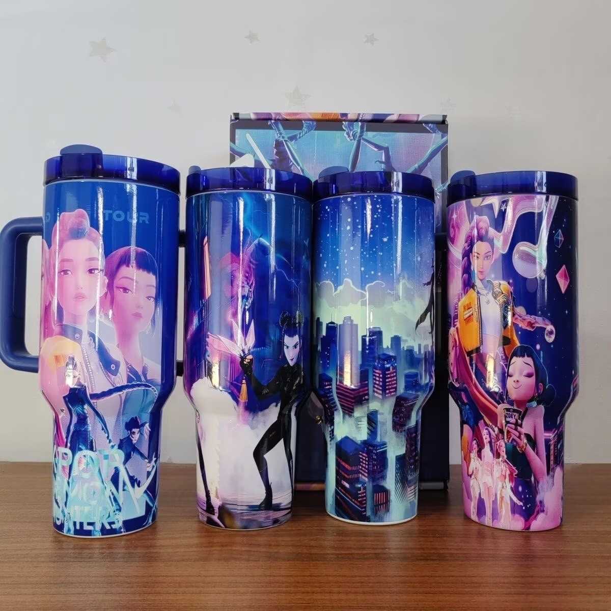 Stainless Steel Tumbler KPop Demon Hunters Mira Zoey Rumi Car Mugs With Straws Drink Water Bottle Insulated 40oz Thermal Cups L251127