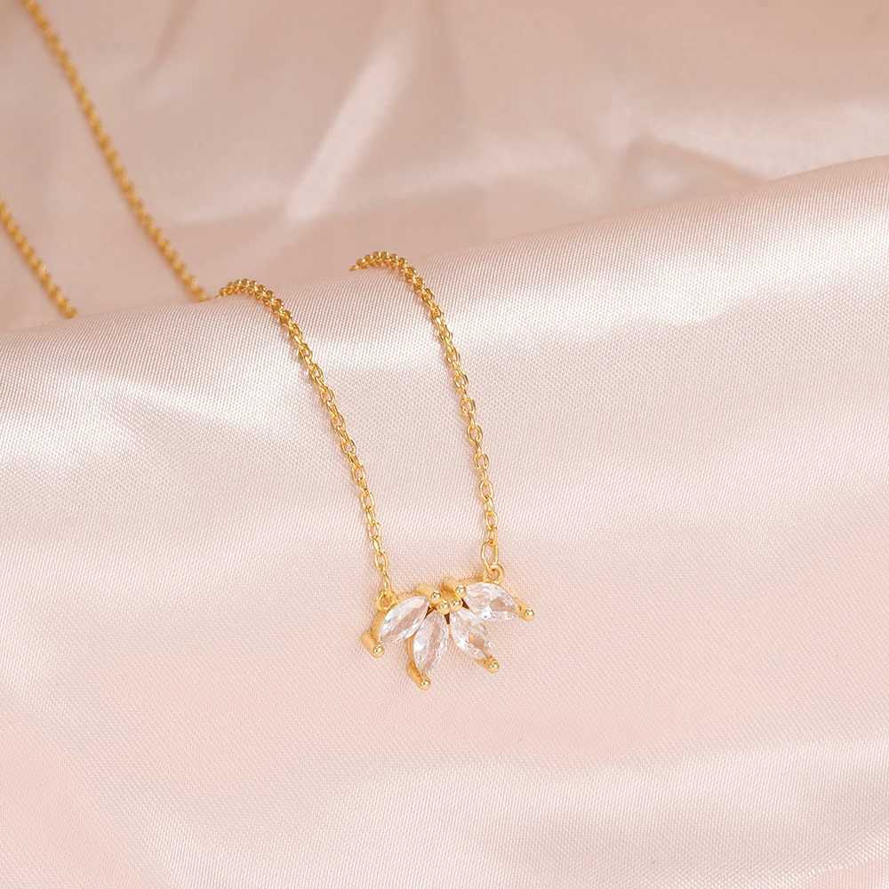 Simple Stainless Steel Horse Eye Zircon Necklace Fashion Elegant Crystal Collarbone Chain For Women Trendy Jewelry Accessories G251217