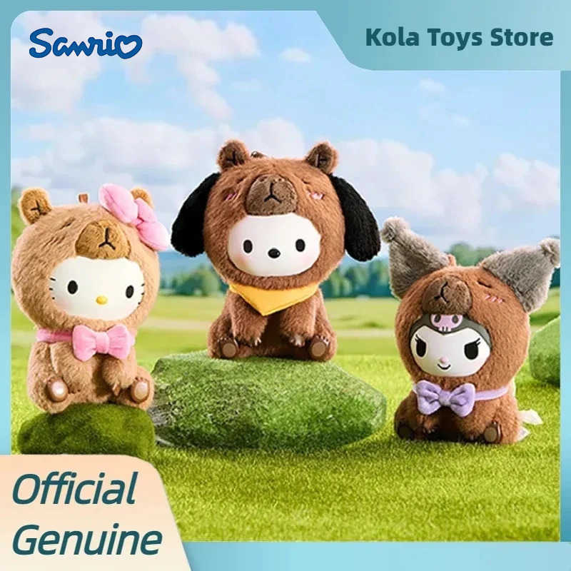 Sanrio Genuine Characters Capybara Series Vinyl Face Pendants Blind Box Toys Kawaii Kunomi My Melody Figure Dolls Girls Gift H251217