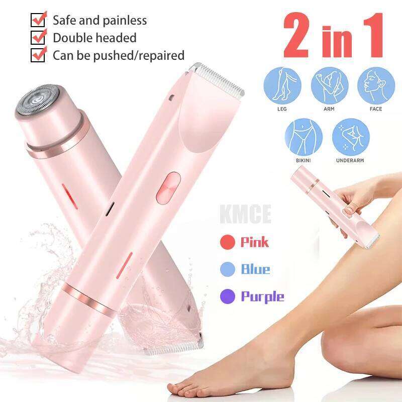 2025 Waterproof Rechargeable Shaver Women Bikini Trimmer Body Hair Remover Mini Double Headed Electric Epilator