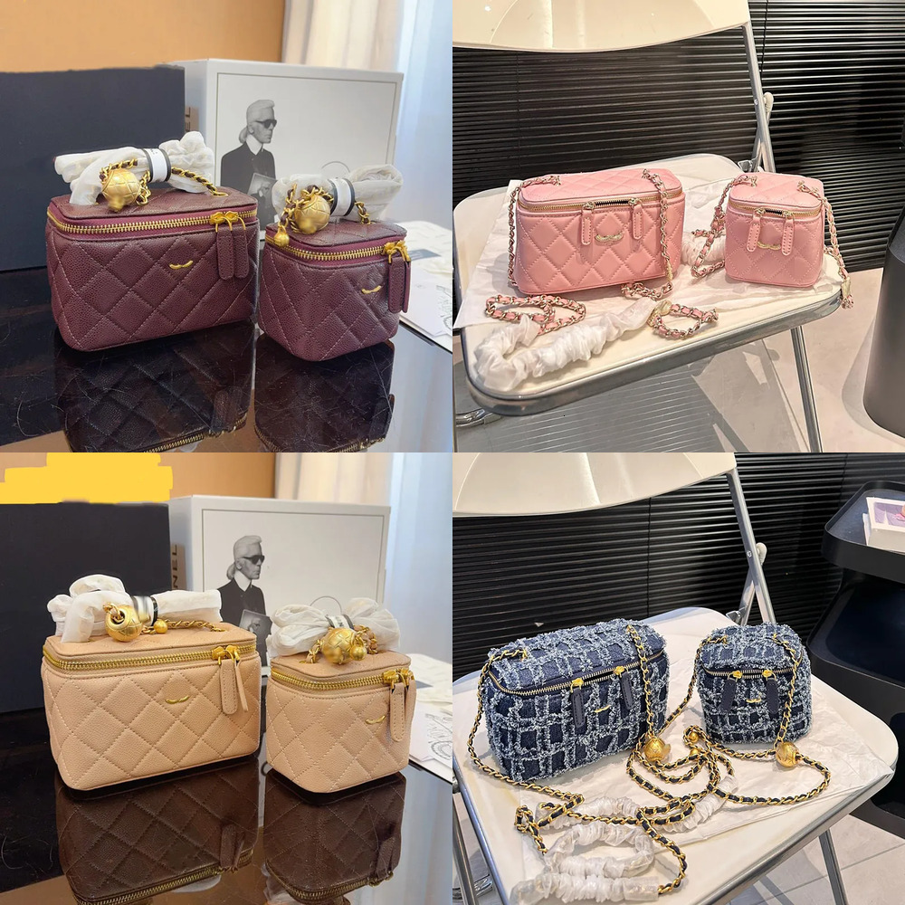 2025 Ball Makeup Designer Womens Shoulder Bag Box Leather Dia Gold Hardware Metallic Clingers Handbag Matelasse Chain Crossbody Bags 10/16cm WS121