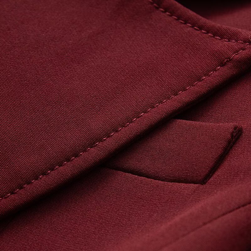 Burgundy Red Long Coat Womens Collar Single Button Full Sleeve Womens Jacket Spring/Summer Womens Office Coat 250409