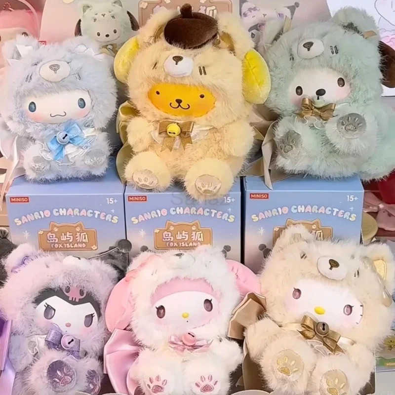 Sanrio In Stock Genuine Hot Pudding Dog Hello-Kitty Pacha Dog Family Island Fox Series Blind Box Vinyl Face Cute Toy Doll Birthday Gift H251217