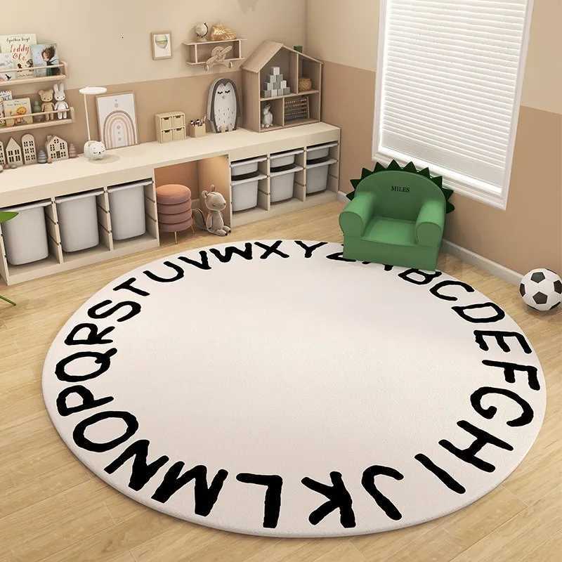 Cheerf Colorf Alphabet Flower Round Rug Soft Plush Non-slip Educational Kids Ro Play Area Nursery He Decor Mat Bedro Y251216