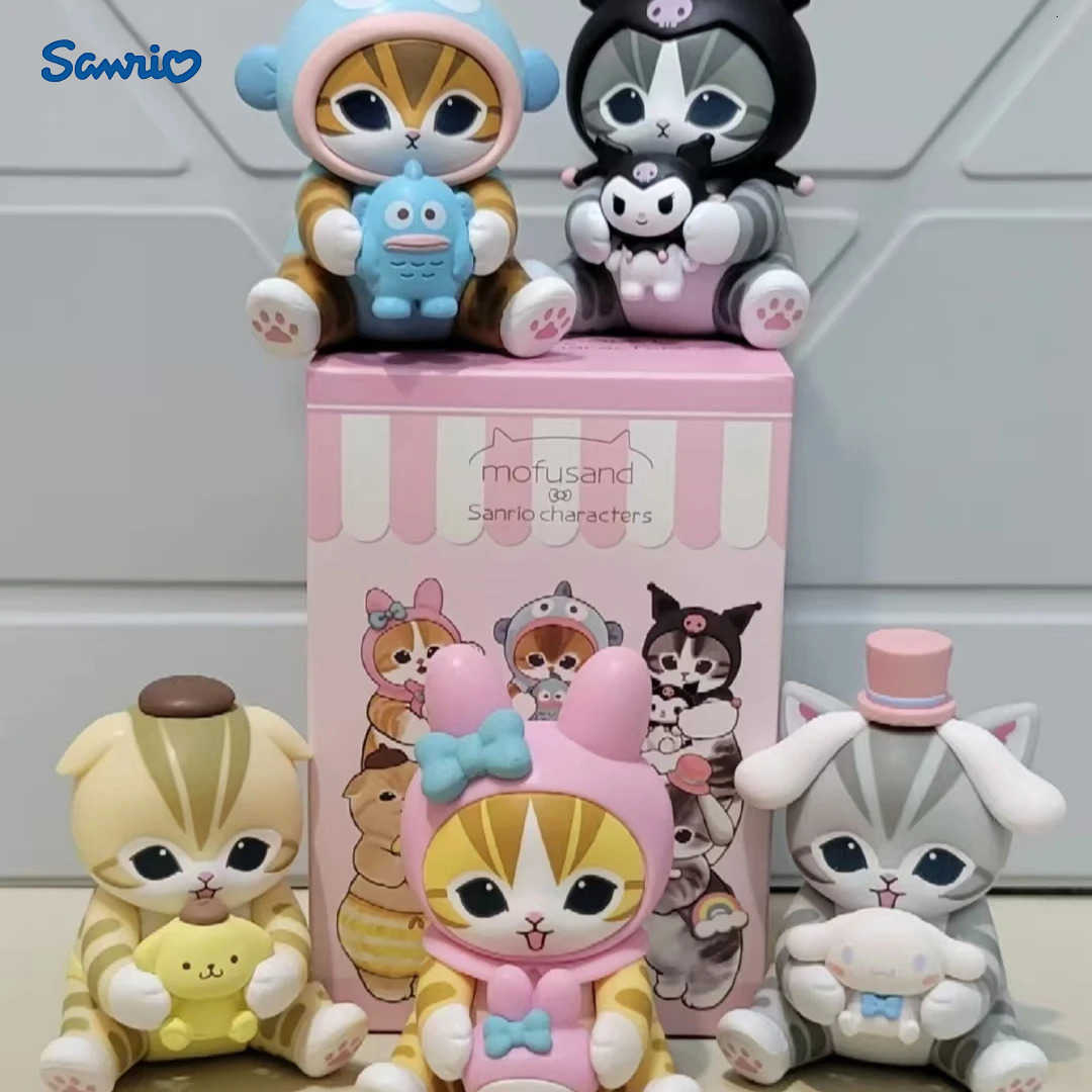 Sanrio New Mofusand co-branded Shark Cat image Ugly Fish doll shows fashionable doll face surprise blind box toys and hobby products H251217