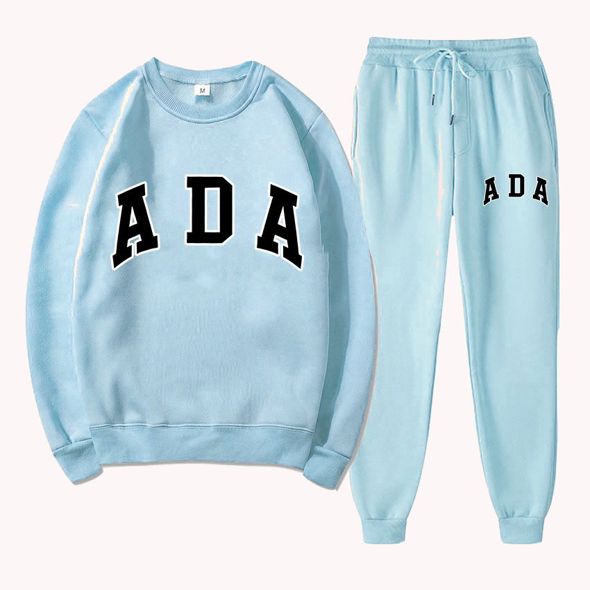 Free Shipping Designer womens clothes two piece ADA Letter Print 2-Piece Tracksuit Sweatshirt & Jogger Pants Soft Fabric Casual Daily Lounge Wear Outf