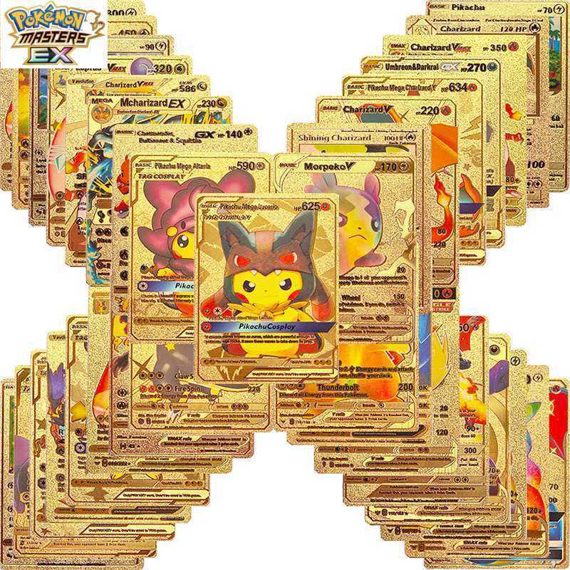 Pokemon Flash Card Pokmon Gold Foil Card Silver Card Pikachu Card Charizard Pokmon VMAX Card L251217OMDT
