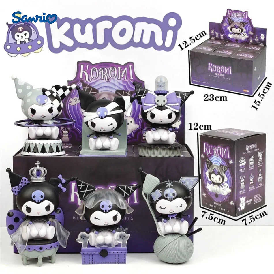 Sanrio Kuromi Character Dark Night Story Series Blind Box Toys Anime Figures Cute Kuromi Desktop Ornament Surprised Box Gift H251217