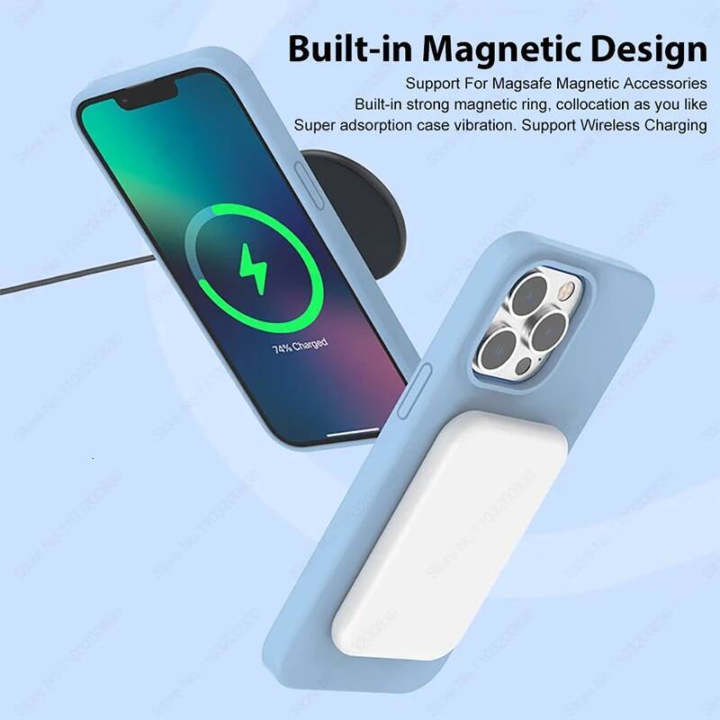 Luxury Magsafe Wireless Charge Case For Apple iPhone 15 11 14 13 16 Pro Max Plus Liquid Silicone Shockproof Protective Cover ddmythur