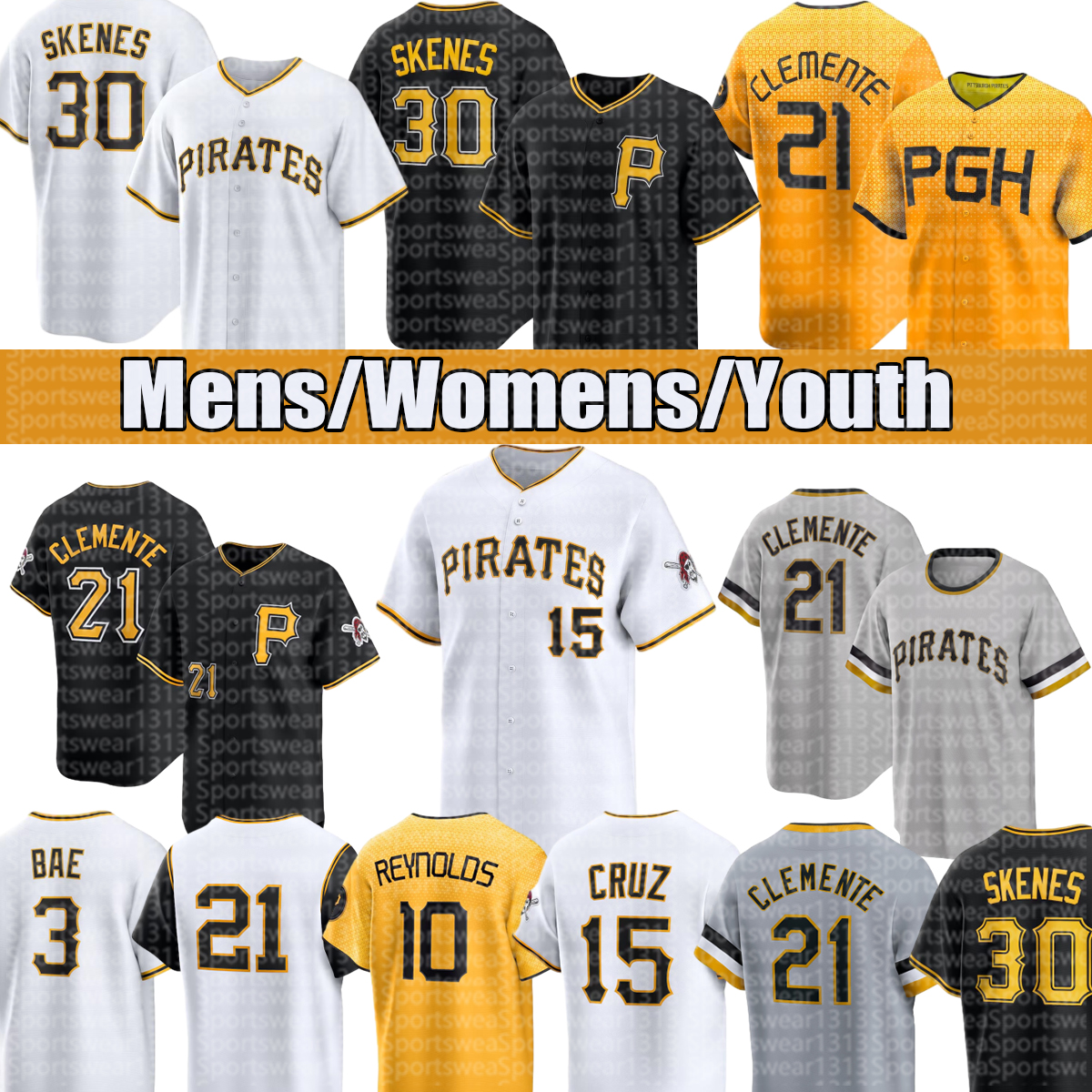 Pittsburghcity Pirates Jersey #10 Reynolds #15 Cruz #13 Hayes #30 Skenes #23 Keller #22 McCutchen Baseball Jerseys