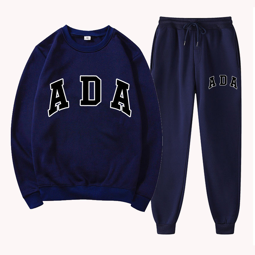 Free Shipping Designer womens clothes two piece ADA Letter Print 2-Piece Tracksuit Sweatshirt & Jogger Pants Soft Fabric Casual Daily Lounge Wear Outf