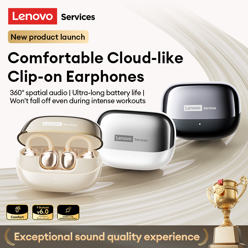 Lenovo RS101 Bluetooth Headphones Open-Ear Clip-On Design Gaming Music Sports Running Extra-Long Battery Life Waterproof Earphones