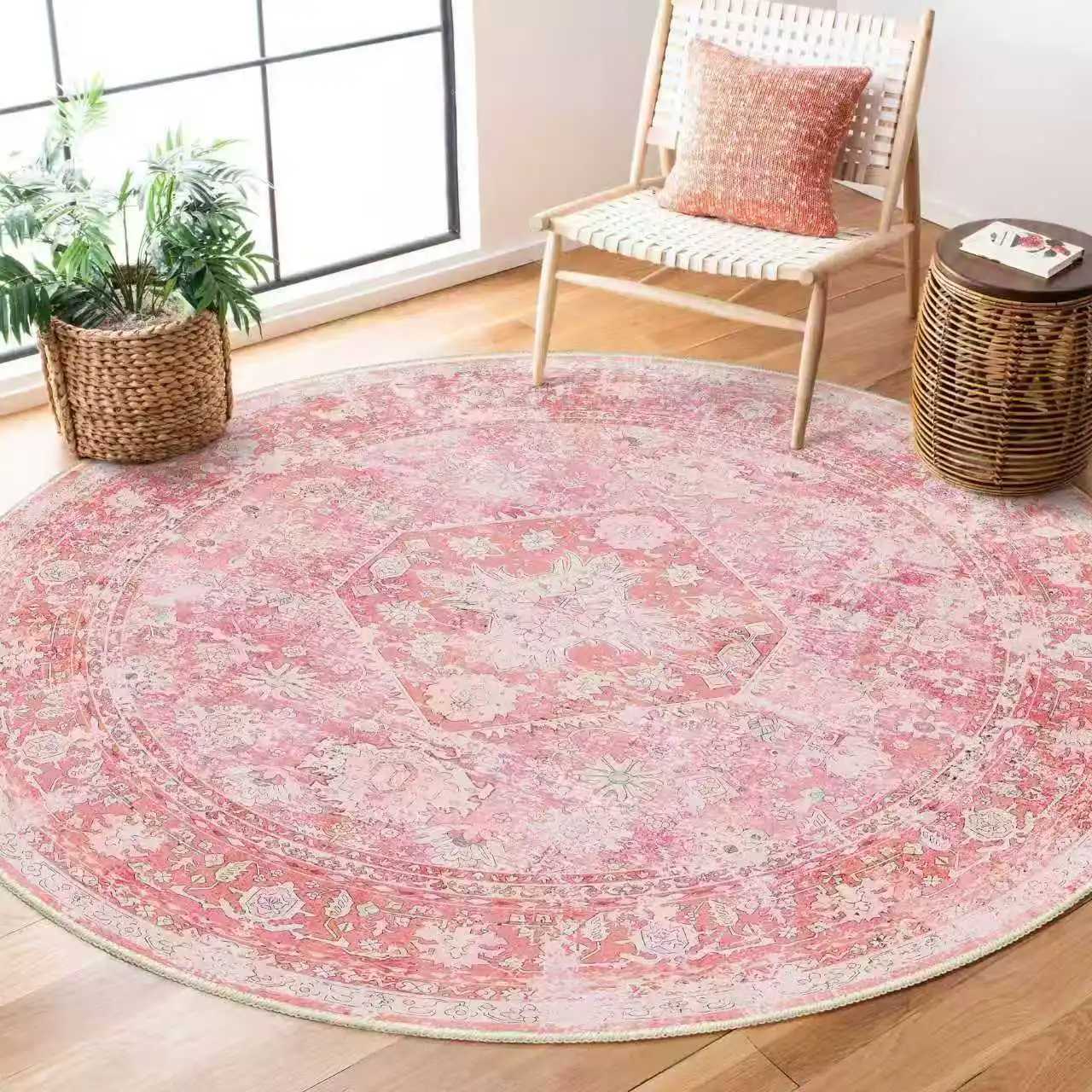 VIKAMA Round Rug Circle Area Rug WashableGirls Boho Circar Rugs for Bedro Living RoNon Slip Throw Carpet Soft Y251216