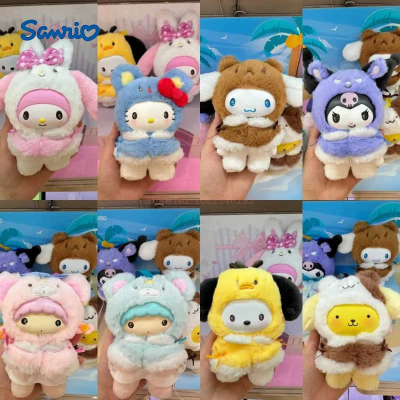 Sanrio Genuine Hello Kitty And Friend Small Cloak Series Blind Box Vinyl Face Keychain Kuromi Melody Mystery Box Figure Gift Toy H251217