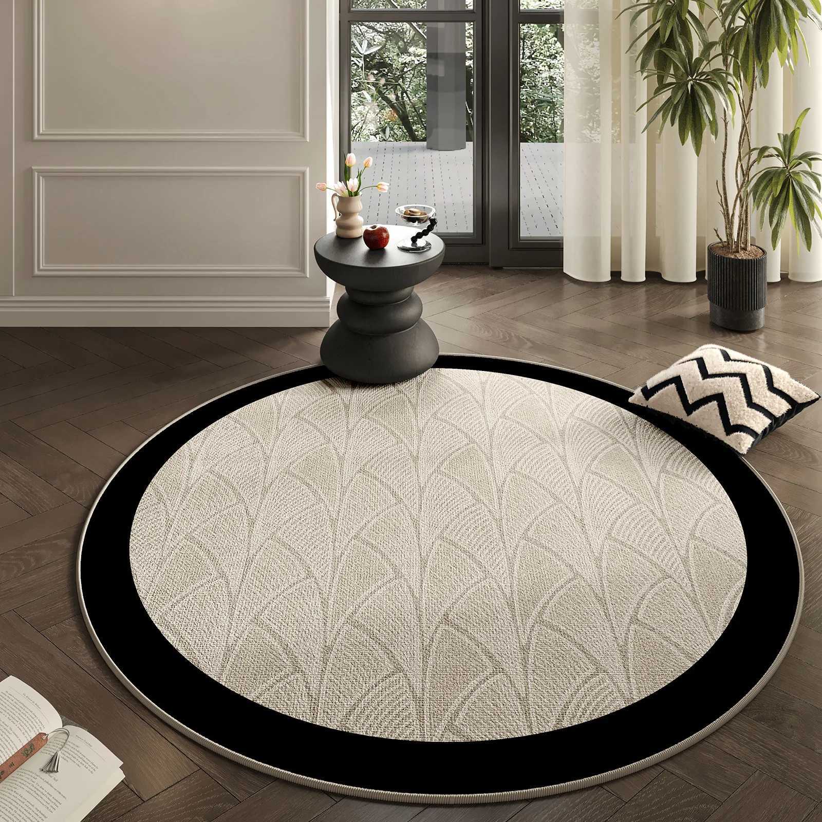 French Style Round Carpet Non-Slip Living Ro Rug Sofa Coffee Table Mat Soft Bedside Floor Rug He Decor Accent Y251216