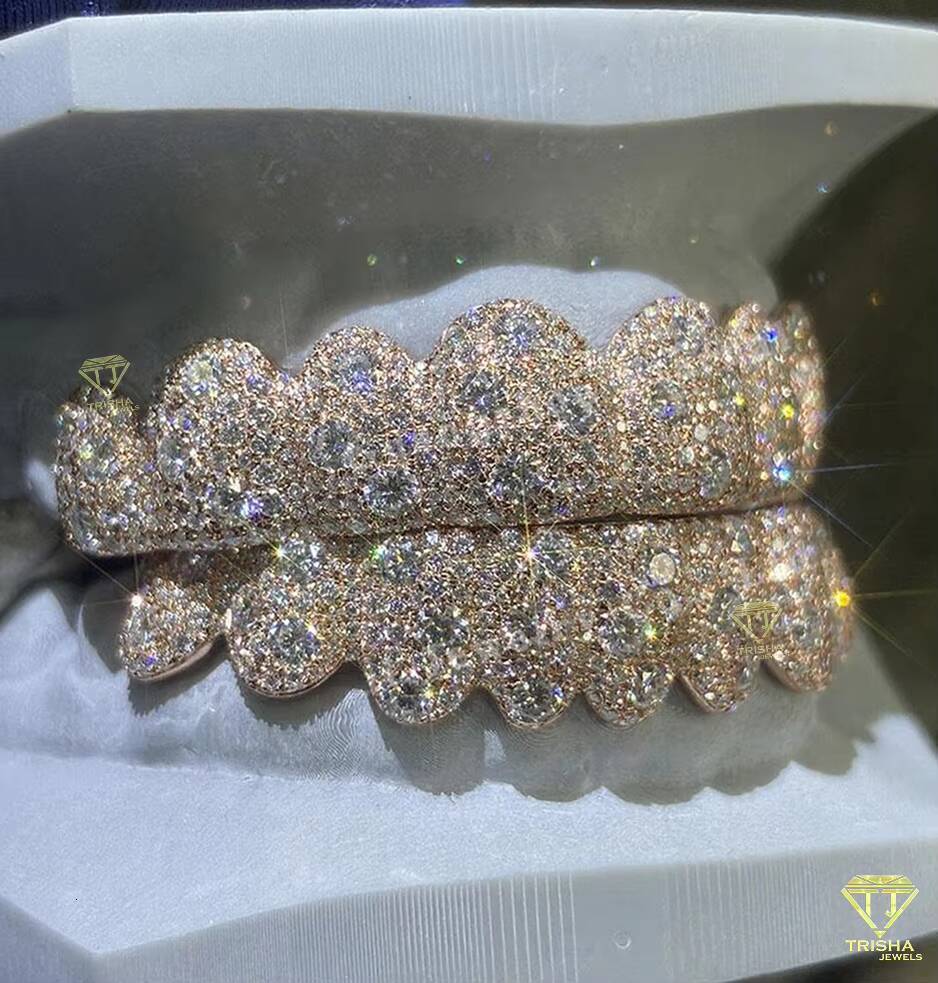 Customized Fit Grillz S925 Sterling Silver with VVS Moissanite Pass diamond tester Iced Out Dental Personalized Gift - view 4